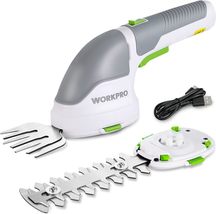 WORKPRO Cordless Grass Shear &amp; Shrubbery Trimmer - 2 in 1 Handheld Hedge, White - £25.16 GBP