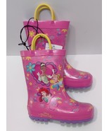 Toddler Girl Rain Boots Disney Princess Size 5/6 Tiana Rapunzel - £23.66 GBP