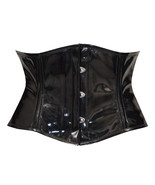 Full Steel Boned Cincher Shaper Mini Waspie Fetish Black PVC Vinyl Corse... - $29.18