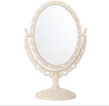 Schones Geschaft 2-Sided Tabletop Makeup Mirror, Swivel Vintage Dresser, Beige - £26.18 GBP