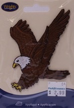 Wrights Soaring Eagle Birds of Prey Iron On Applique Badge Brown M211.08 - $2.99