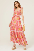 LoveShackFancy Womens Madsen Embroidered Laced Floral Printed Maxi Gown Dress S - £209.60 GBP