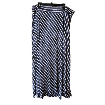 Full Length Soft Stretchy Knit Maxi Skirt Blue White Stripes Women&#39;s Siz... - $12.65