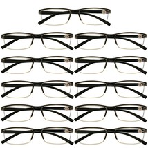 11 Packs Mens Rectangle Half Frame Reading Glasses Blue Light Blocking R... - $23.59