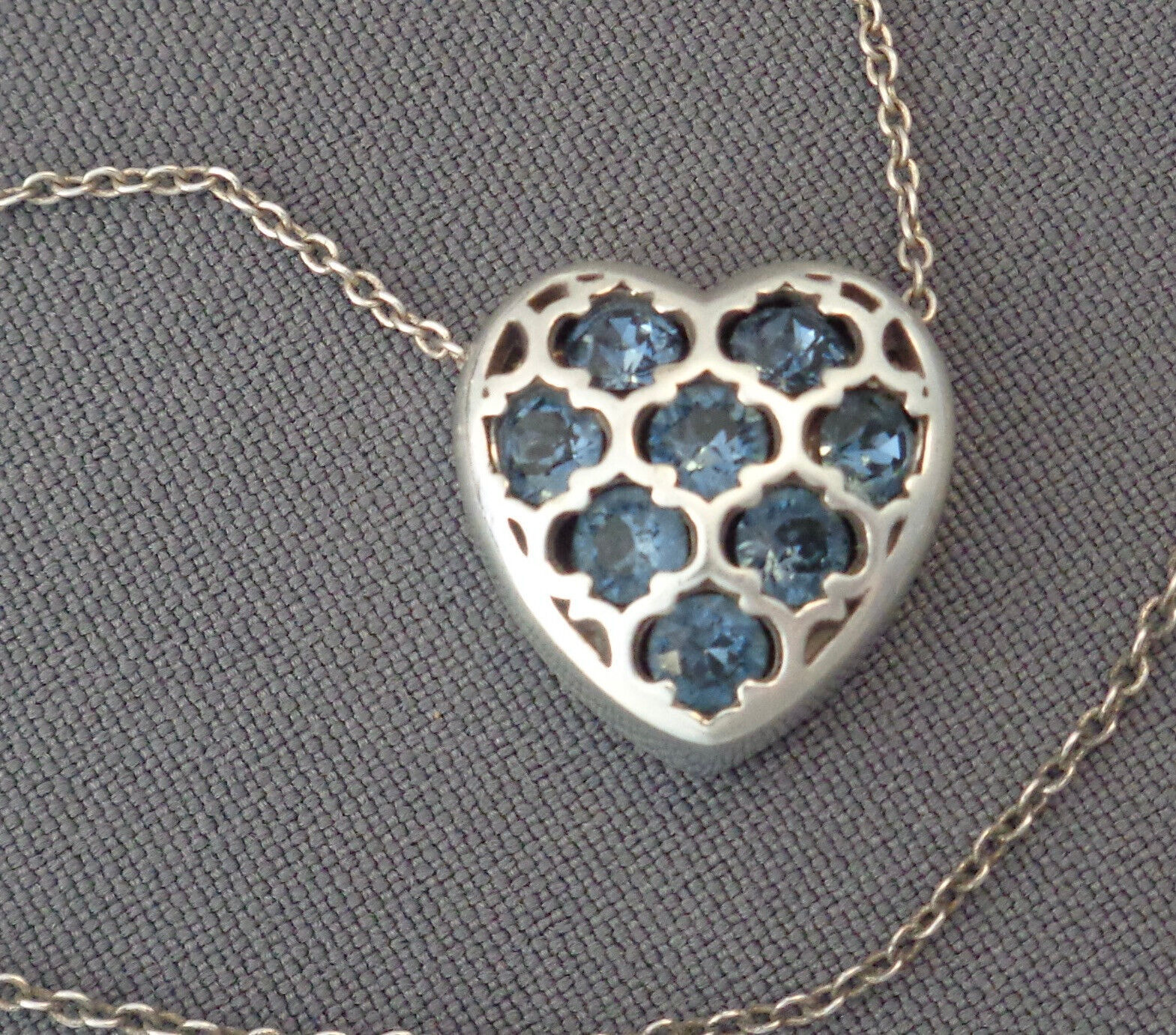 Primary image for Brighton Messina Necklace Blue Recessed Crystals Sliding Heart Pendant 18-20"