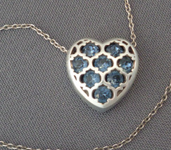Brighton Messina Necklace Blue Recessed Crystals Sliding Heart Pendant 1... - $44.99