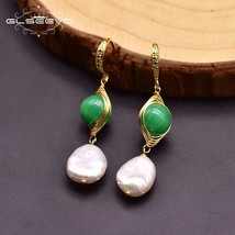 GLSEEVO Real Natural Green Jade Drop Earrings For Mother Wife Anniversary Women&#39; - £18.32 GBP