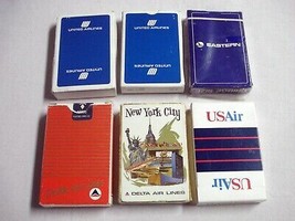 6 Decks Airline Playing Cards 2 Delta, 1 US Air, 1 Eastern, 2 United Airlines  - £7.98 GBP