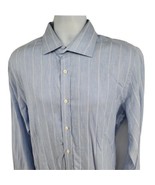 Robert Graham Mens Blue Striped Long Sleeve Button Dress Shirt Size 16.5/42 - £23.29 GBP