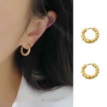 Classic Twist Shape Metal Hoop Earrings Korean Simple Accessories Gothic Party F - £10.50 GBP