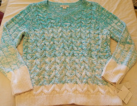 Liz Claiborne Womens Knit Sweater Blue Curacao 1XL New W Tags - $31.15