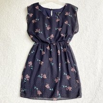 City Triangles Womens S Small Mini Dress Sleeveless Navy Floral Dot Shee... - $6.30