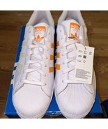 Size 11 Adidas Superstar &quot;White Ecru Tin&quot; Orange Leather Shoes GZ3737 - $1,347.46 MXN