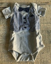 My First Formal Tuexedo One Piece Blue Plaid Tie NIB Elegant Baby Sz 6-9 Months - £12.72 GBP