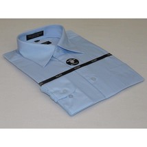 Mens Milani dress shirt soft cotton Blend easy wash business long sleeves Blue image 2