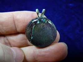 (#DL-606) Dichroic Fused Glass Pendant Jewelry Purple Green Black - £22.41 GBP