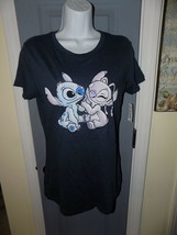 Disney Lilo And Stitch W/ Angel Blue Short Sleeve Shirt Size Xl Women&#39;s New - £20.27 GBP