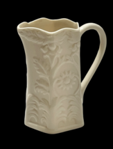 Two&#39;s Company Decorative Porcelain Pitcher Vase 6&quot;H x 3.5&quot;W Cream Floral Design - £19.78 GBP