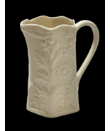 Two&#39;s Company Decorative Porcelain Pitcher Vase 6&quot;H x 3.5&quot;W Cream Floral... - £19.83 GBP