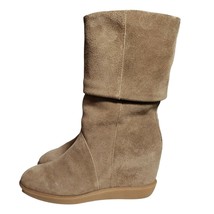 Nine West Womens Garnett Brown Faux Fur Lined Leather Upper Flat Boots Size 6 - £38.96 GBP