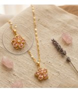Rotating Flower Pendant Necklace for Women – Gold Plated Stainless Steel... - $23.99