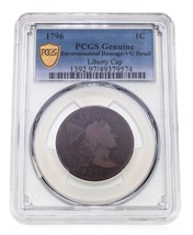 1796 1C Liberty Cap Large Cent Graded by PCGS as Genuine VG Detail - £469.35 GBP