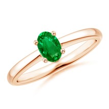 ANGARA Lab-Grown Ct 0.4 Solitaire Oval Emerald Promise Ring in 14K Solid Gold - £523.02 GBP