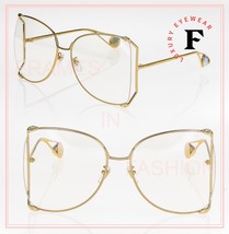 GUCCI 0252 Gold Clear Style Oversized Metal Fashion Pearl Sunglasses GG0252S 001 - £549.01 GBP