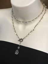 SILPADA Vintage Sterling Silver Glass Crystal Toggle 35&quot; Necklace  N1503 - £99.91 GBP