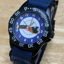 Unisex Mystery Dial Black Blue Rotating Bezel Nylon Analog Quartz Watch~New Batt - £17.45 GBP