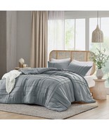 King size Pleated Pre-Washed Microfiber Comforter Set in Blue Grey - $138.99