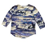Chico&#39;s Top women&#39;s Size Small Blue Purple Palm Trees 3/4 Sleeve V-Neck - €9,33 EUR