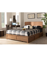 Prita Dark Gray Fabric Ash Walnut Brown Queen Size 3-Drawer Platform Sto... - $11,860.28 MXN