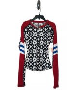 FP Movement Free People Kick Off Printed Layer Black Long Sleeve Henley ... - $45.26 CAD