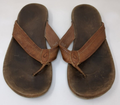 Olukai Hiapo (10101-SK48) Brown Leather Flip Flop Sandals Men’s Size 11 M - $39.59
