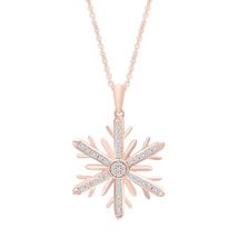 1/4 Carat Baguette Round Moissanite Snowflake Pendant Necklace for Women... - $55.14