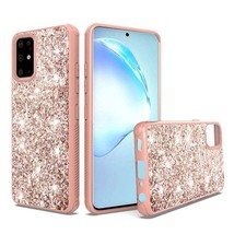 For Samsung S20 Plus 6.7&quot; Sparkle Glitter Bling Fused Hybrid Case ROSE GOLD - $5.86