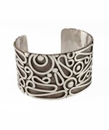 Wide Filigree Sterling Silver Cuff Bracelet Signed CC, 38mm &amp; 79.6g - $13,517.86 MXN