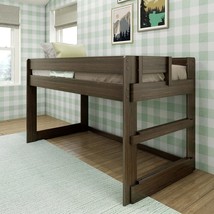 Max &amp; Lily Modern Farmhouse Low Loft Bed, Twin Bed Frame For, Barnwood Brown - £352.44 GBP