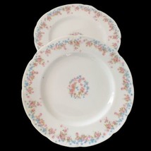 Bassett Limoges Floral Plate Set Side Bread Salad Pink Blue Porcelain Antique - £23.33 GBP