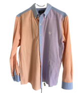 VTG Colorblock 90s Gingham Shirt Men&#39;s Chaps Med mint! orange blue purpl... - $40.06 CAD