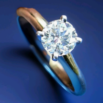 Original EARTH MINED DIAMOND Brilliant Solitaire Solid 14K GOLD Engagement Ring - $3,795.25