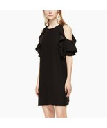 $458 Kate Spade Ruffle Cold Shoulder Dress black S - £59.01 GBP