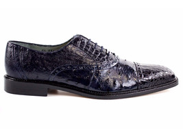 Belvedere Mens Lace Shoes Onesto II Genuine Ostrich Crocodile Navy Blue 1419 - £462.00 GBP