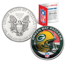 GREEN BAY PACKERS 1 Oz American Silver Eagle $1 US Coin Colorized NFL LI... - £67.23 GBP