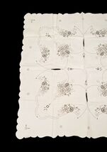 Vintage Handmade Embroidered Tablecloth 40"x40" w/ 8 Napkins 9" Floral Unused image 2