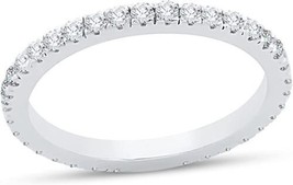 2.25CT Round CZ Eternity Anniversary Wedding Band 14k White Gold Over (Size 7) - £36.34 GBP