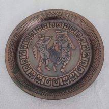 Grecian Theme Round Metal Plate/Tray Dancing Musical Ladies Raised Relief 11.25&quot; - £5.36 GBP