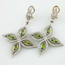 Magnifique Péridot et Diamant Étoile Pendantes Earrings IN Platine Carat... - £2,276.58 GBP