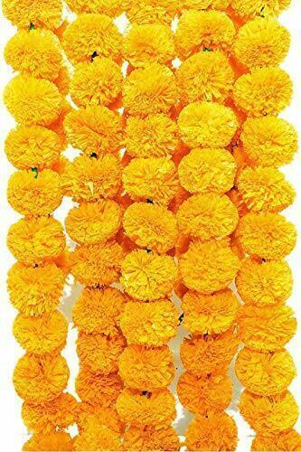 Guirnaldas de flores esponjosas de caléndula artificial para decoración,... - $12.39